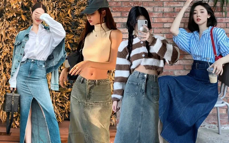 Chân Váy Jean Dài Phối Với Áo Gì? 10+ Cách Phối Đồ Chuẩn Stylist