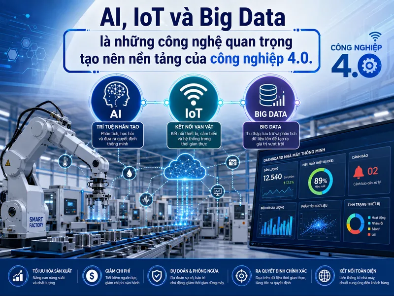 AI, IoT và Big Data là những công nghệ quan trọng tạo nên nền tảng của công nghiệp 4.0.