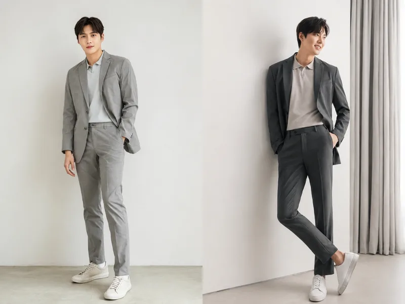Blazer phối quần kaki giúp outfit đi ăn cưới lịch sự nhưng không quá cứng nhắc