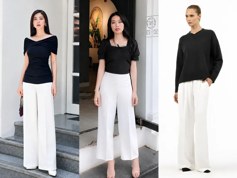 Quần trắng có thể biến hóa linh hoạt từ phong cách tối giản, công sở đến dạo phố và dự tiệc